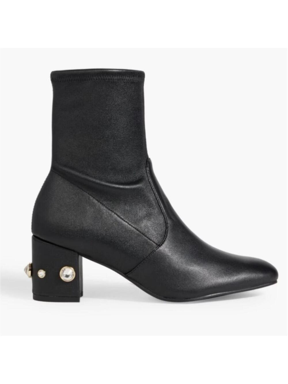 STUART WEITZMAN Allshine 60 Embellished Crystal Black Leather Ankle Boots Size 6